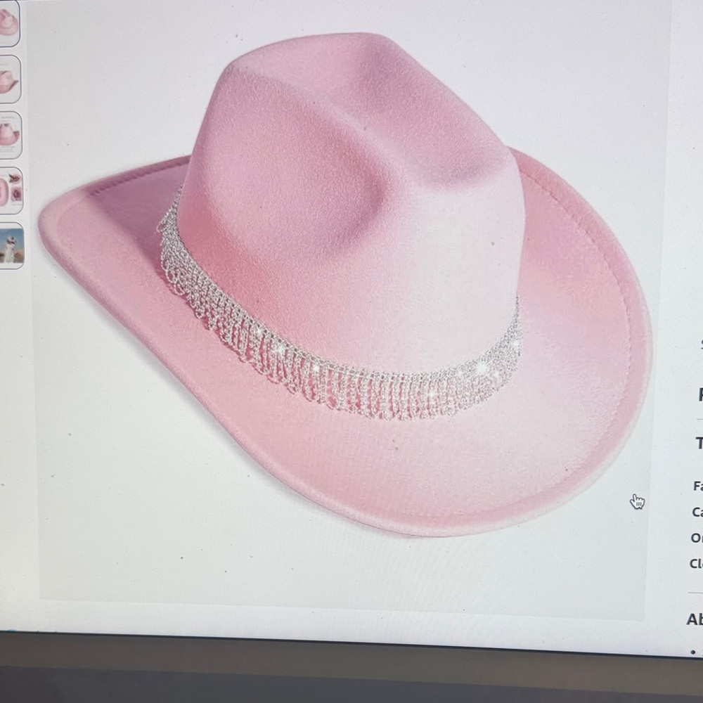 Pink Rhinestone-Trim Cowboy Hat - Women Accessories